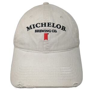 Michelob Brewing Co Baseball Cap Beige One Size Distressed Brim Slideback Hat